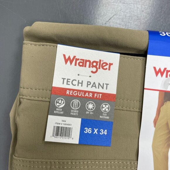 NEW Wrangler Men's 36x34 Tech Pant Regular Fit Cargo Outdoor UPF 50 - Picture 5 of 9